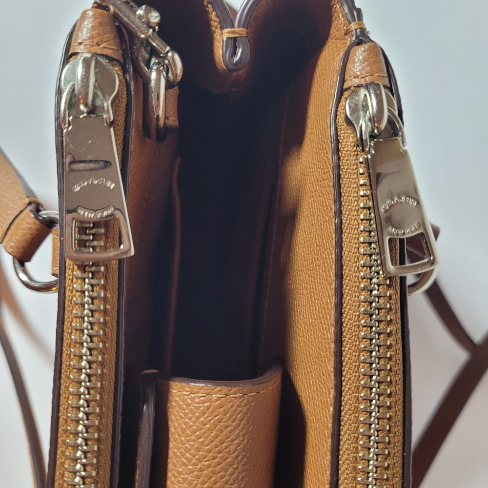 Coach Stanton 26 Brown Crossgrain Leather Double Zipper Pocket Satchel Bag - Picture 9 of 17